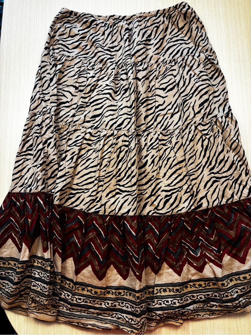 Lauren Ralph Lauren VTG Tiger Print Tiered Southwestern Maxi Skirt Boho Size M